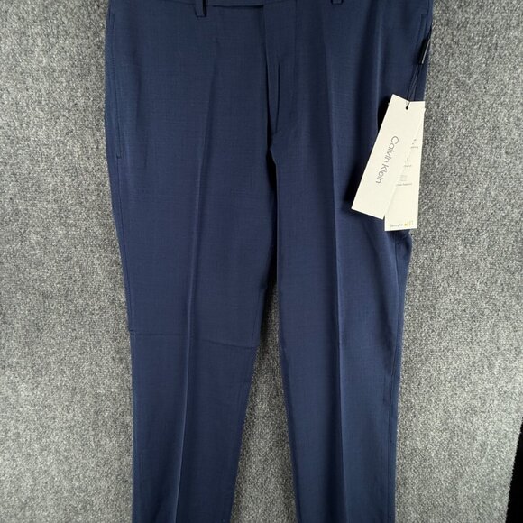 NWT Calvin Klein Dress Pants Navy Blue 30x30 Skinny $135 Wool Spandex Stretch - Picture 1 of 16